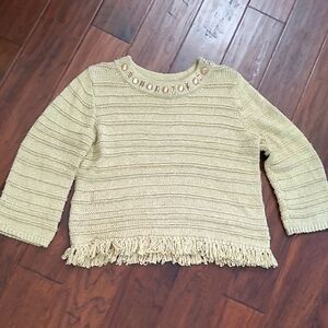 Ruby Rd Gold Sweater with Fringe Detail size Large